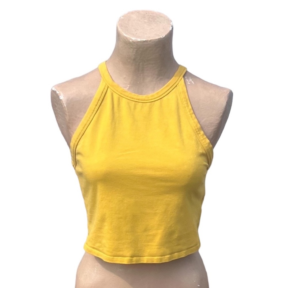 - Express M Yellow Cropped High Neck Tank Top! EUC!